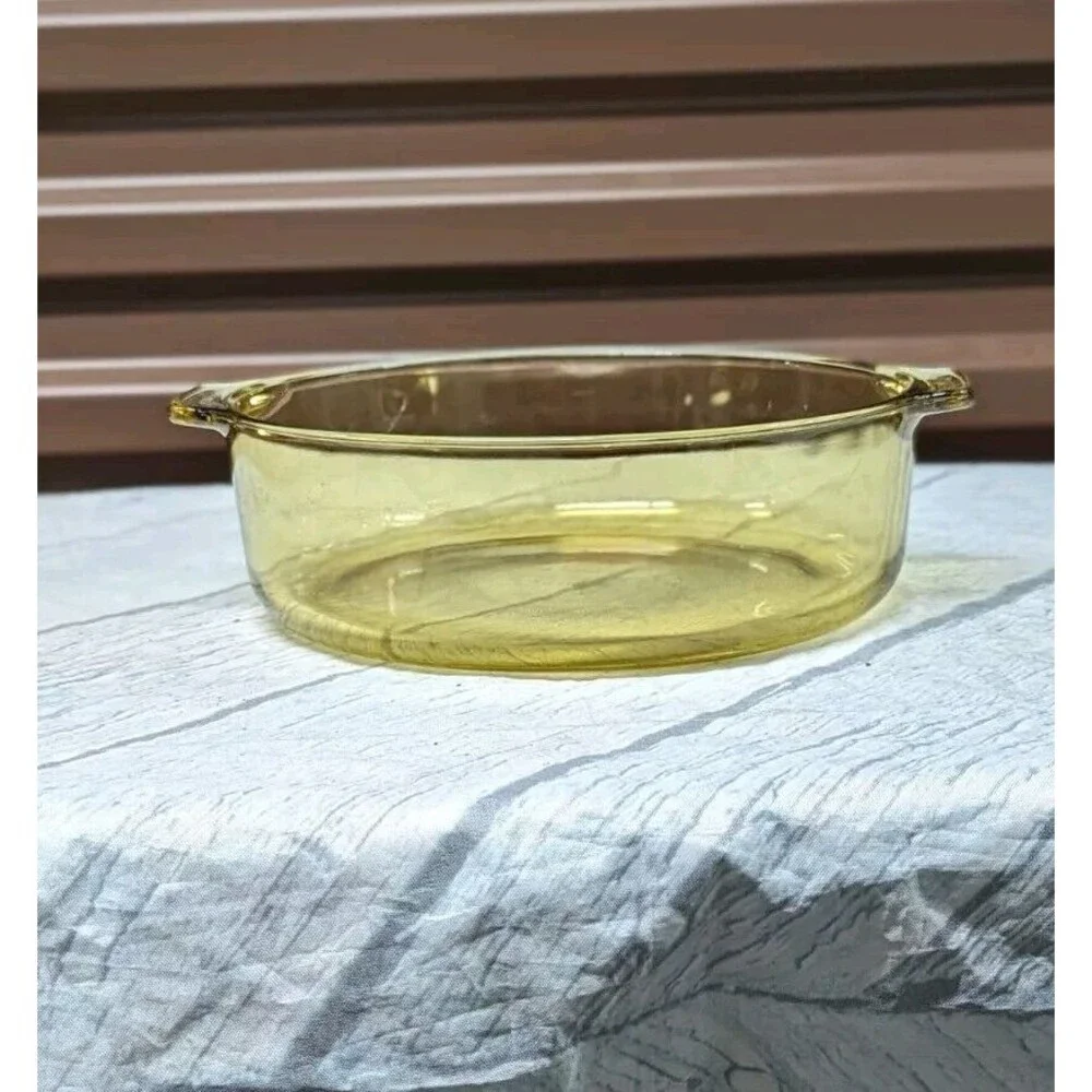 Vintage Forte Crisa Amber Glass Round‎ Casserole Baking Dish Mexico MCM 8